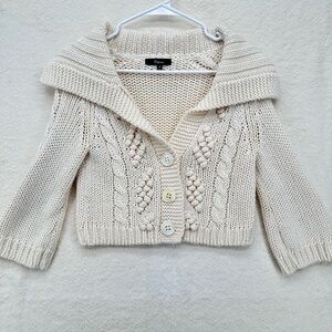 Vintage Y2K Express Cream Cable Knit Cropped Cardigan